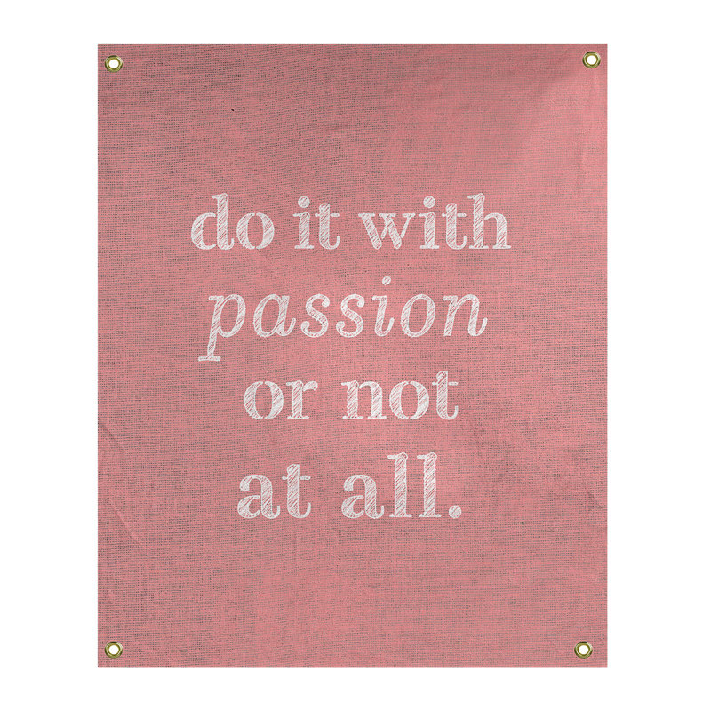 Tapisserie en polyester pour citation de passion, H 36 po x l 26 po, Rouge / Blanc