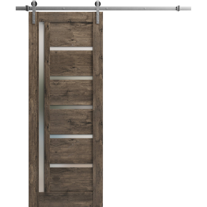 Porte de grange en bois lambrissé sans trousse de quincaillerie d’installation, 18 po x 80 po, Chêne cognac