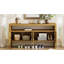Buffet 60 po à 4 portes, placage en bois massif minimaliste moderne avec tablette ouverte, grain de bois naturel, console de rangement de grande capacité pour le salon, le couloir, la salle à manger (noir / naturel)