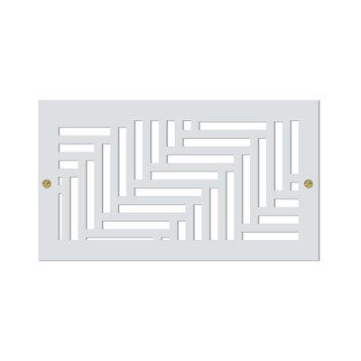Stellar Air White Wall And Ceiling Registers With Brass Screws- 8x12 (Duct Opening) 10x14 Overall Size - Elevation