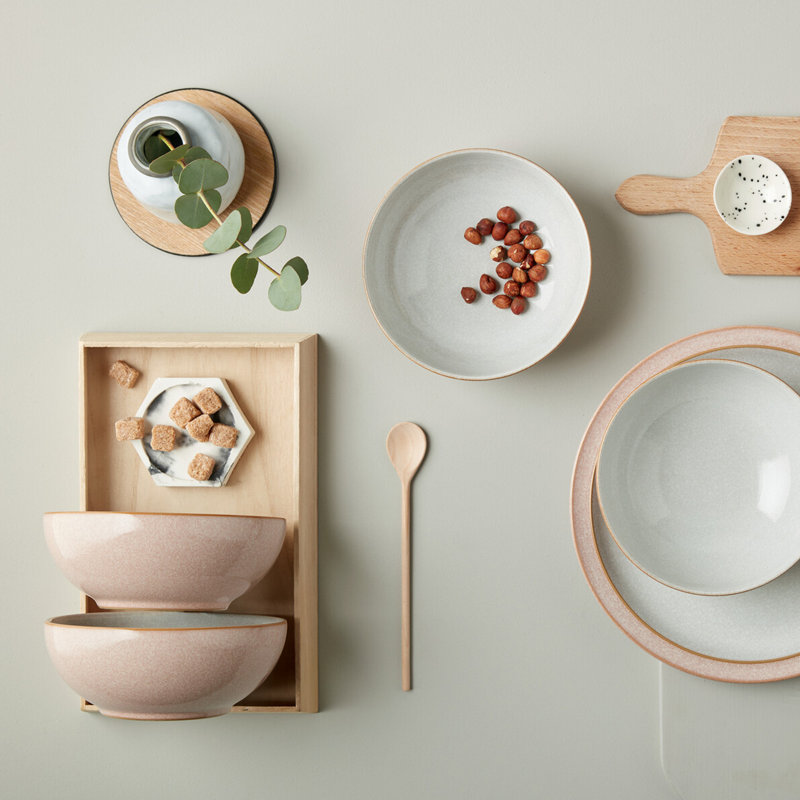 Denby Elements 12 Piece Dinnerware Set, Service for 4, Sorbet Pink
