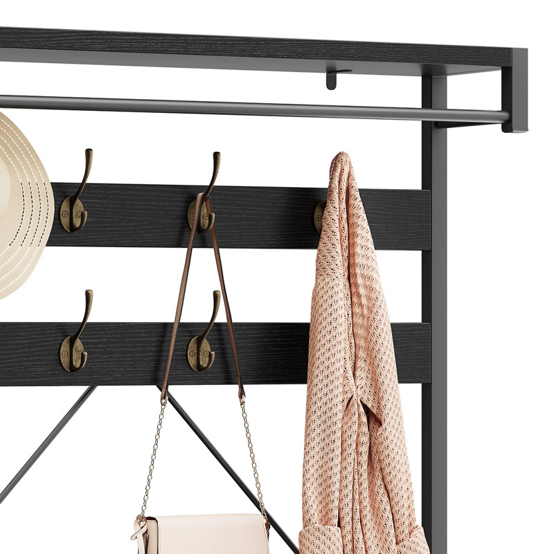 Milland Steel Hall Tree with Bench and Shoe Storage