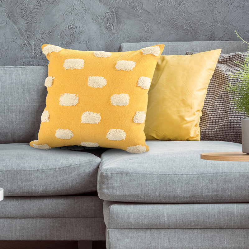 Coussin en coton Zeal, Jaune, Polyester/ Bourre en polyester