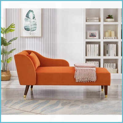 Méridienne en velours avec coussin Modern L 58,3 po pour salon / chambre à coucher