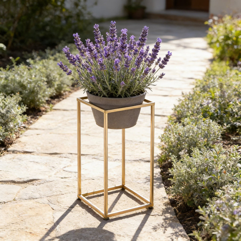 Présentoir floral doré avec tablettes en acrylique - support de 15,75 pouces de hauteur pour le mariage, la fête et la maison, supporte jusqu'à 33 livres