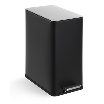4 Gallon Stainless Steel Trash Can with Soft Close Lid, Step-on Garbage Bin for Kitchen & Bathroom