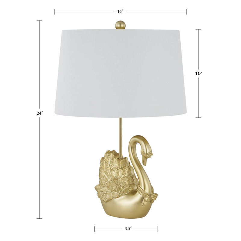24" Resin Swan Table Lamp With Shade, Gold