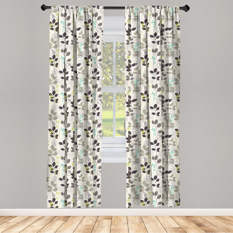 Floral Semi-Sheer Rod Pocket Curtain Panels, 28" x 95"