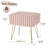 Smelser Modern Striped Faux Fur Vanity Stool with Metal Legs, Makeup Ottoman & Footrest for Bedroom-1132620979