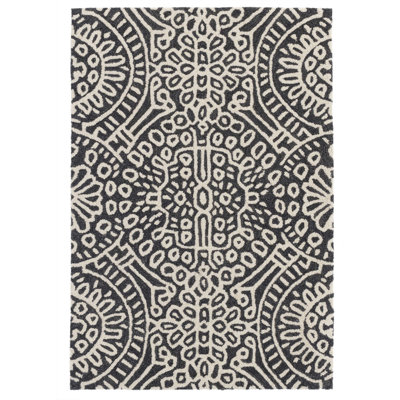 Temple Charcoal Hand Micro Hooked Wool Rug
