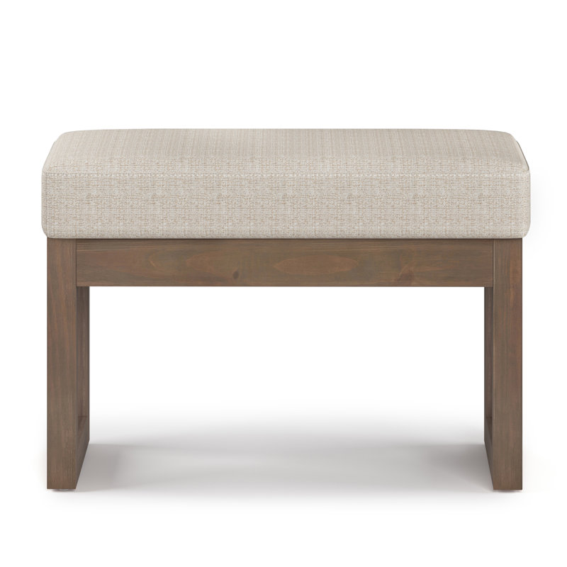 Milltown Upholstered Solid Wood Contemporary Rectangular Ottoman Bench with High-Density Foam, Platinum, 27" W