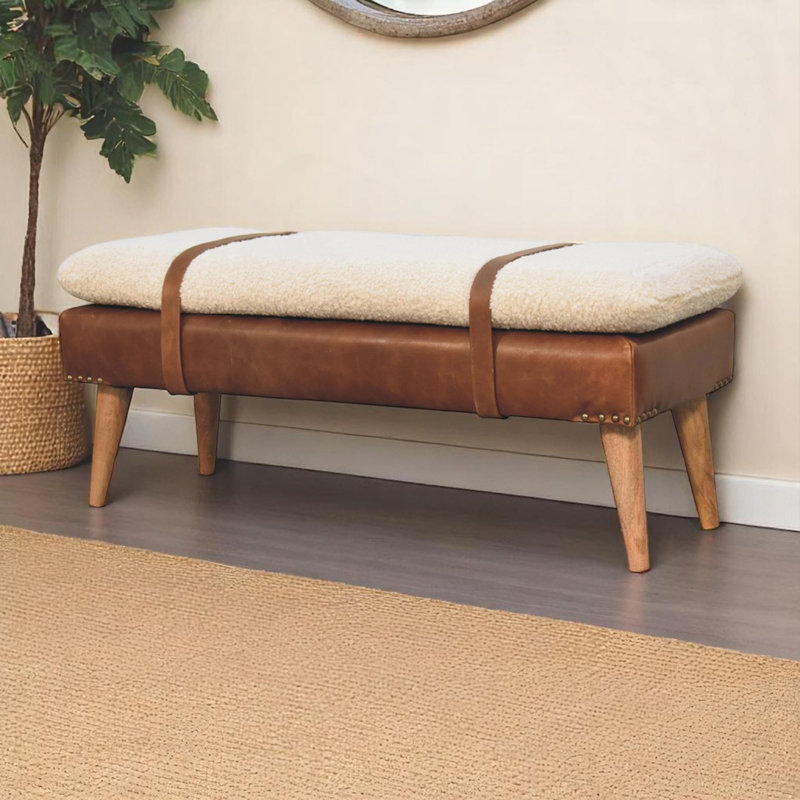 Banc en cuir Boucle Buffalo Hide, châtaignier