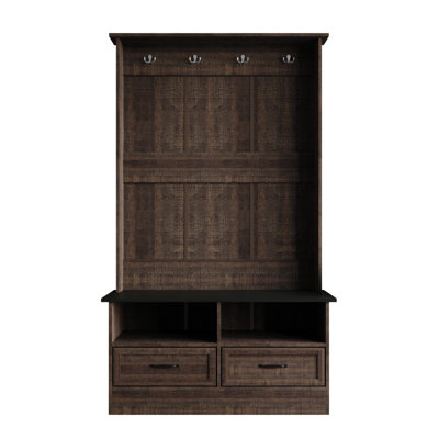 Hall Tree with Storage Cabinet In Brown
