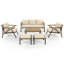 Ensemble de mobilier de patio 6 pièces avec table basse en bois d'acacia et canapé ergonomique
