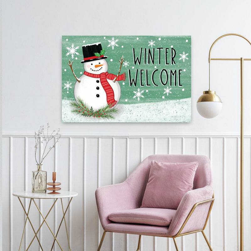 «Winter Welcome», art contemporain abstrait d'hiver, H 24 po x l 36 po