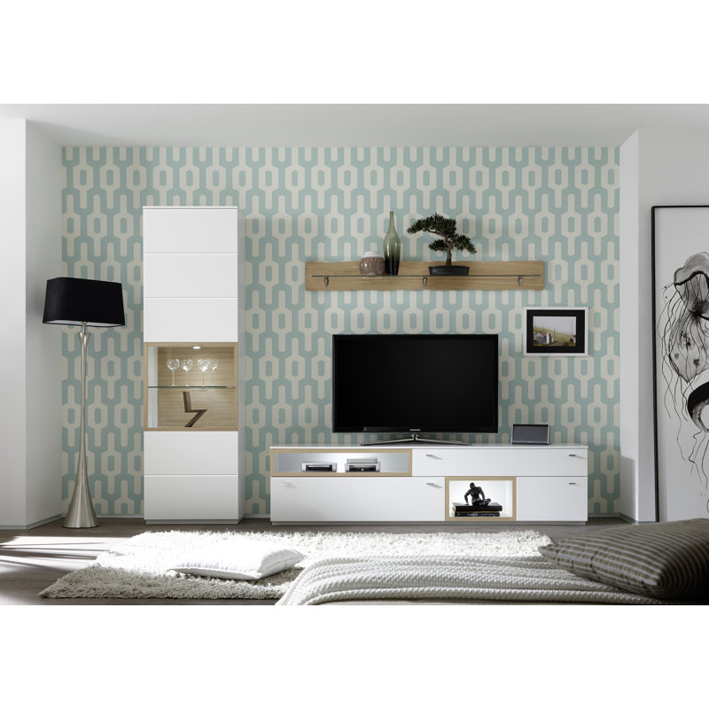 Mustafa Unfinished Entertainment Centre for TVs up to 88", Walnut colour, Without a light