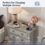 Ensemble de commode de chambre 3 pièces - Commode 8 tiroirs et deux tables de chevet 3 tiroirs l 26,7 "avec station de charge, gris délavé