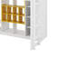 Lit mezzanine simple en bois avec garde-robe, tablettes et armoire-844898478