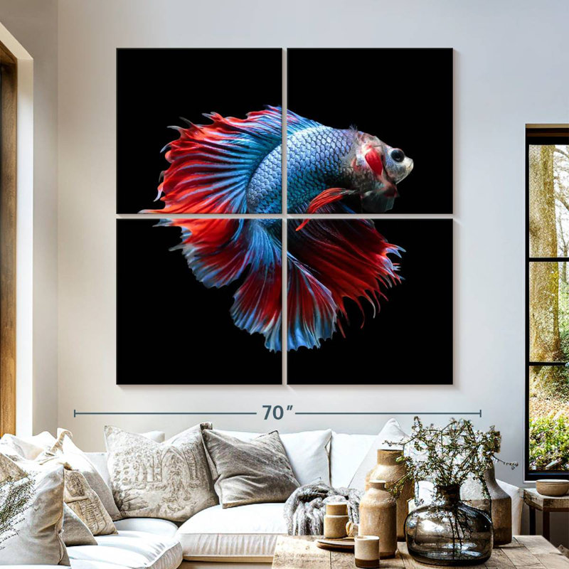 Poisson rouge Betta Brampt bleu et rouge, H 57 po x l 57 po