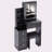 29.2" Small Size Left Bedside Cabinet Vanity Table + Cushioned Stool, Large Sliding, Touch Control, Tri-Color Switching, Brightness Adjust LED Mirror, High Capacity Storage, Suitable For Small Space-160305596