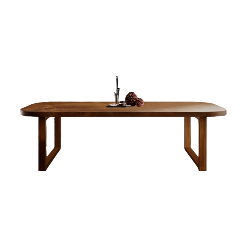 A 6-seater rectangular solid wood dining table, 29.53"H x 70.87"L x 31.5"W