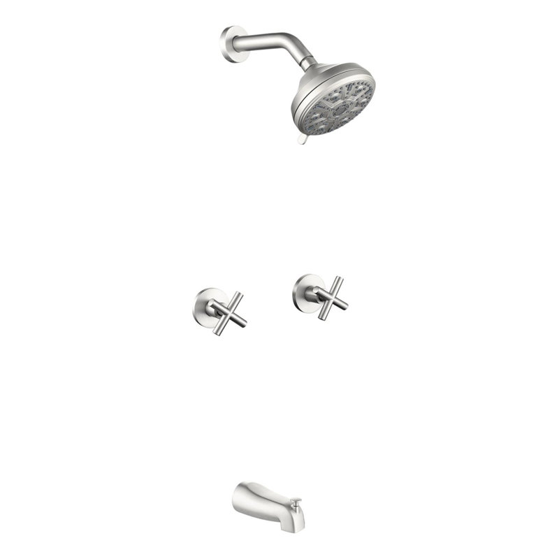 2 Handle Shower Faucet Set With Tub Spout Bathtub Shower Faucet Combo Set Shower System Complete Tub And Shower Trim Kit Wall Mounted Shower Fixtures