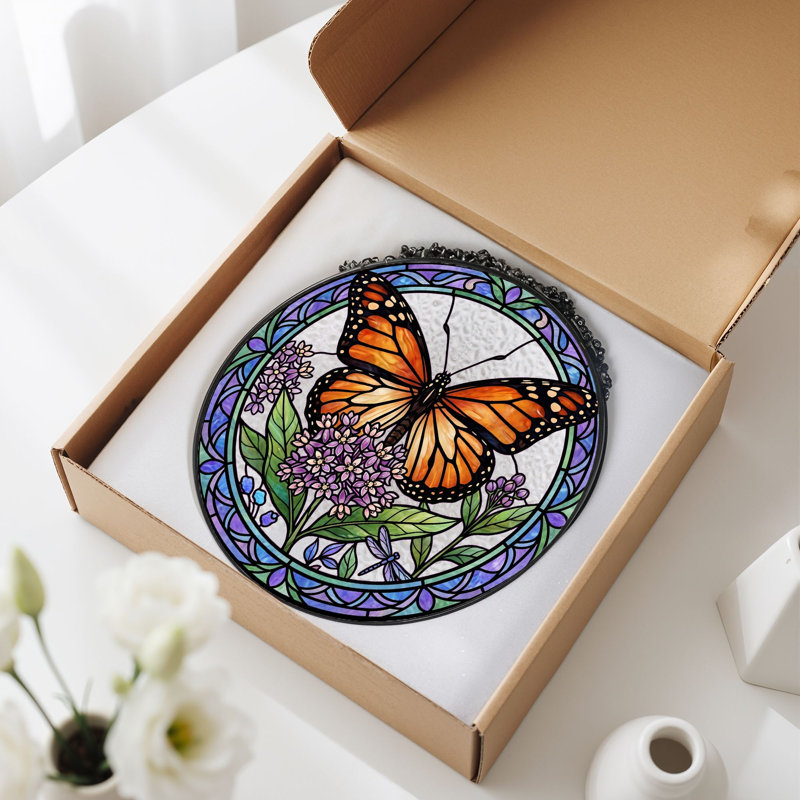 Panneau de vitrail de jardin Butterfly H 12 po, H 12 po