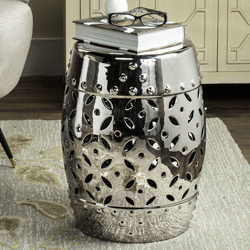 Gentofte Ceramic Accent Stool, Silver