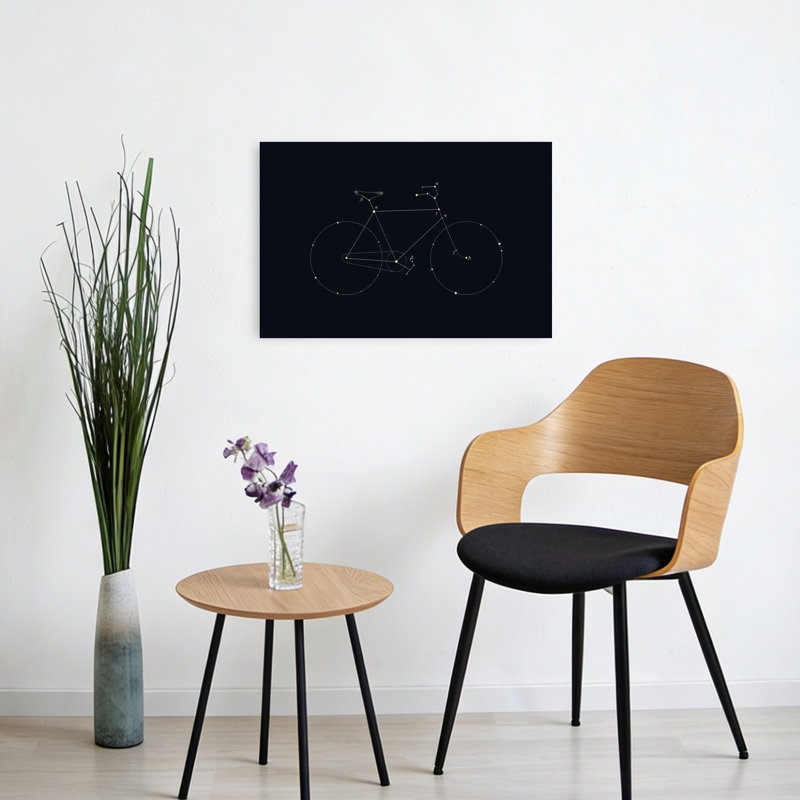 Reproduction d'art mural de paysage contemporain abstrait cosmique bicyclette Constellation, 16" H x 24" W