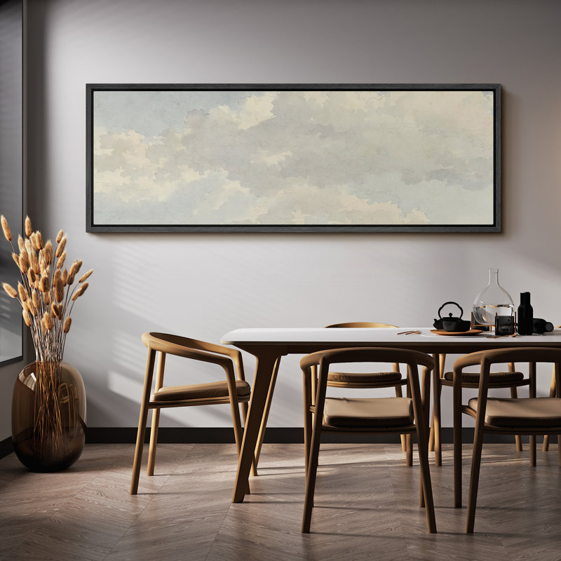 «Greenish Grey Clouds Minimal Modern Relax Calm Extra Large», reproduction d'art sur toile encadrée, H 20 po x l 60 po