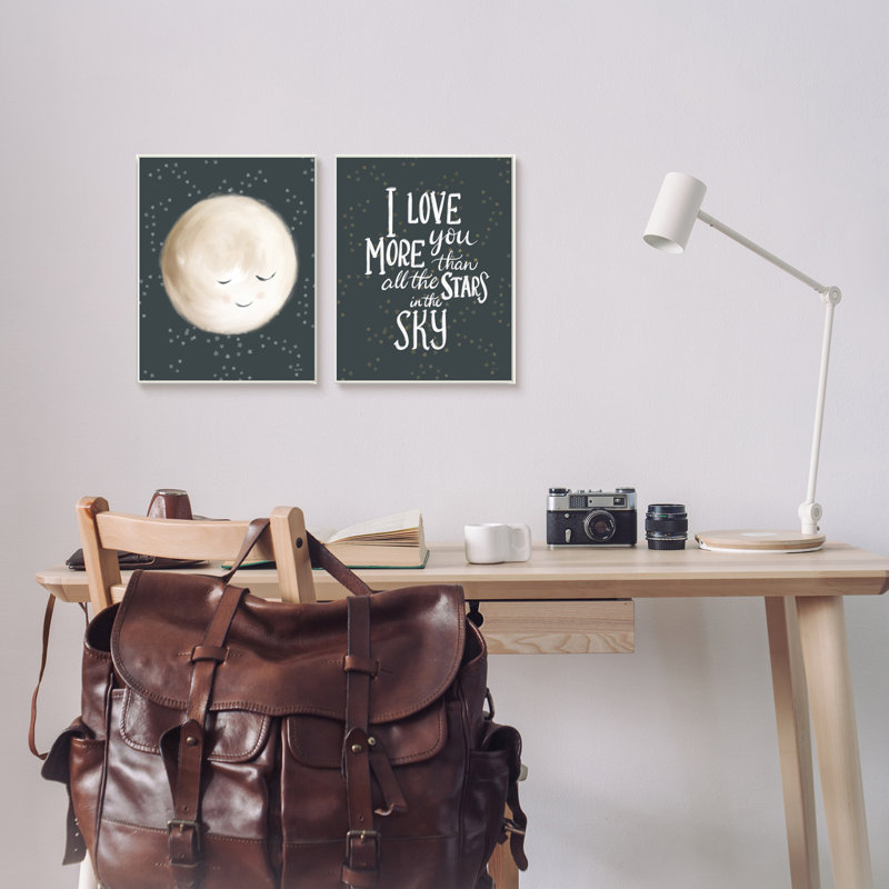 «Cute Moon Starry Night Sky I Love You» par House Fenway - ensemble de 2 impressions, H 15 po x l 10 po x P 0,5 po