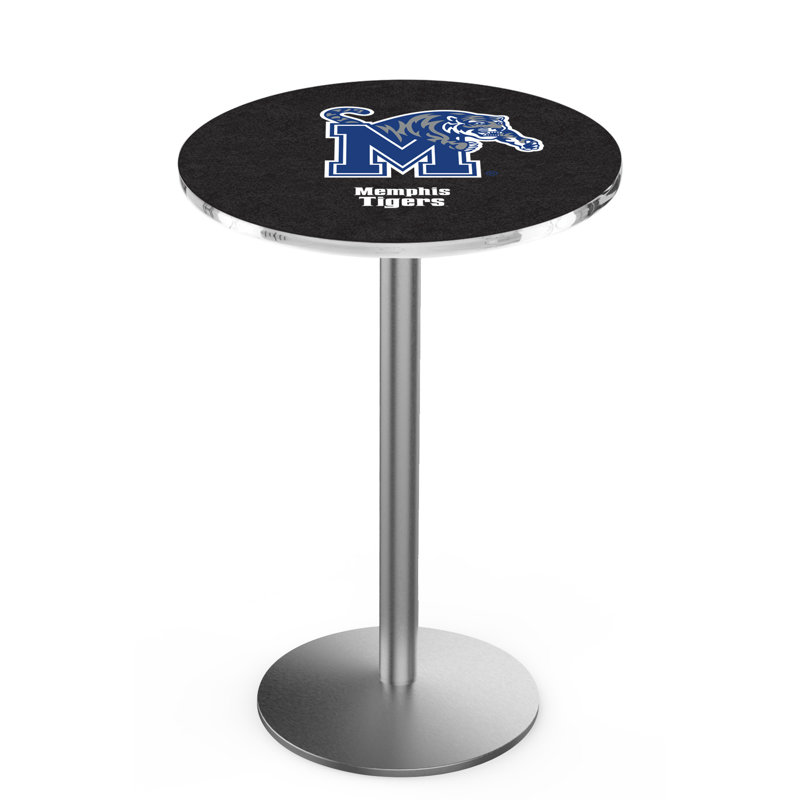 Round Metal Base Dining Table, University of Memphis, Stainless Steel