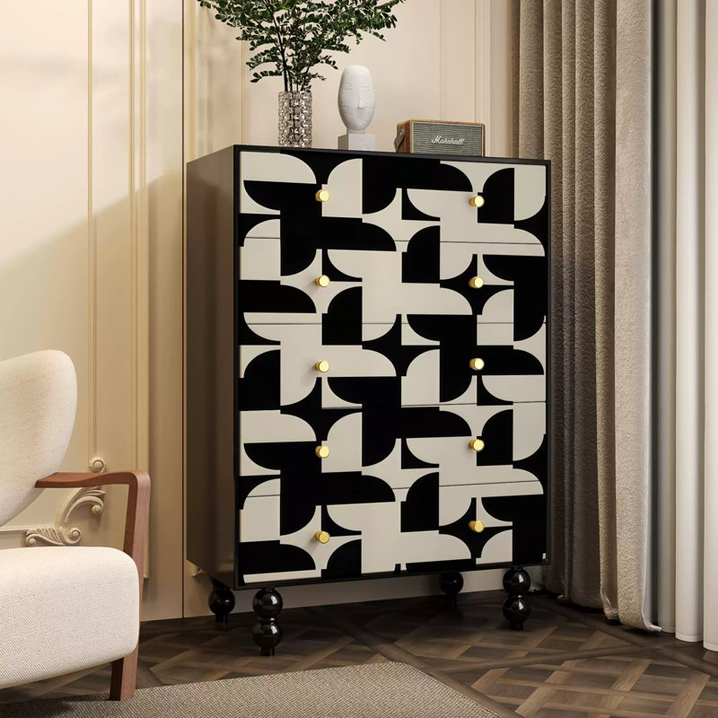 Commode d'appoint de rangement moderne à cinq tiroirs