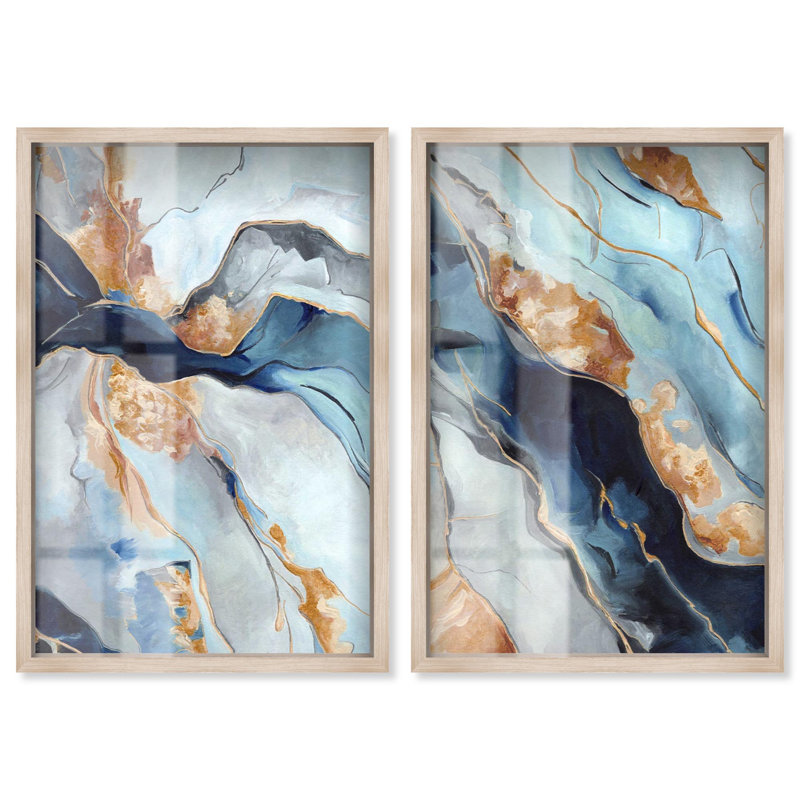 «Blush Pink Whimsy Blue Art», ensemble de 2 panneaux par Shadowbox , Crème, crème, H 55 po x l 37 po