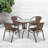 Amlie 28'' Square Glass Metal Table with Rattan Edging and 4 Rattan Stack Chairs-1029444495
