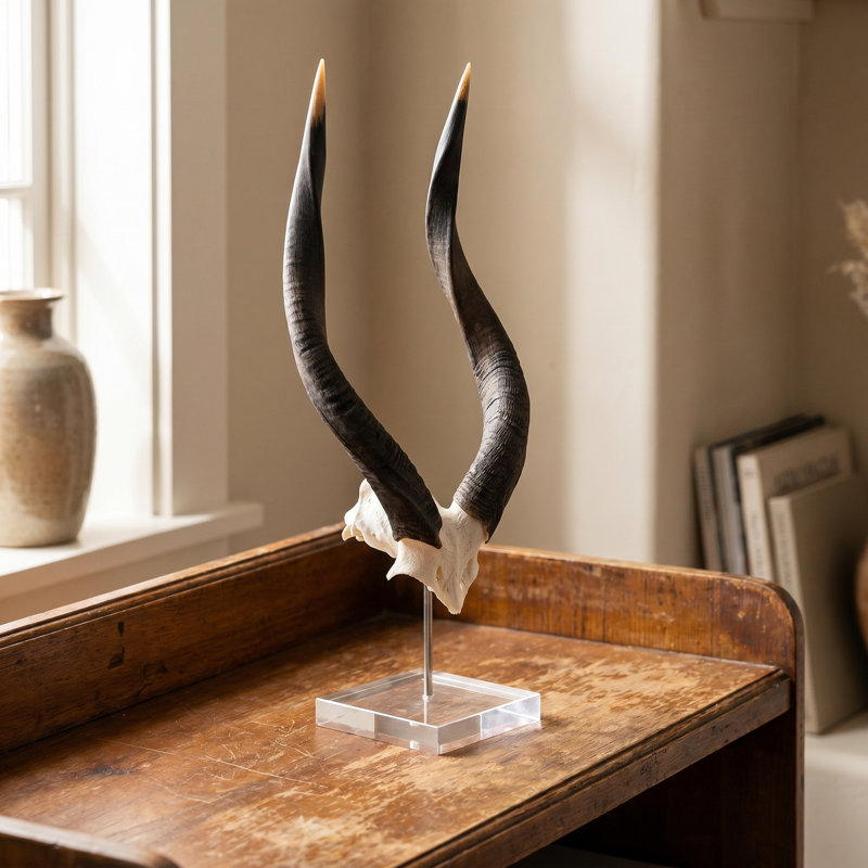 African Nyala V-Skull on Lucite Stand