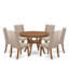 L'ensemble de salle à manger 7 pièces comprend une table moderne et 6 chaises parsons en tissu de lin brun clair avec dossier rembourré - finition noyer antique-1224853809-1224684152