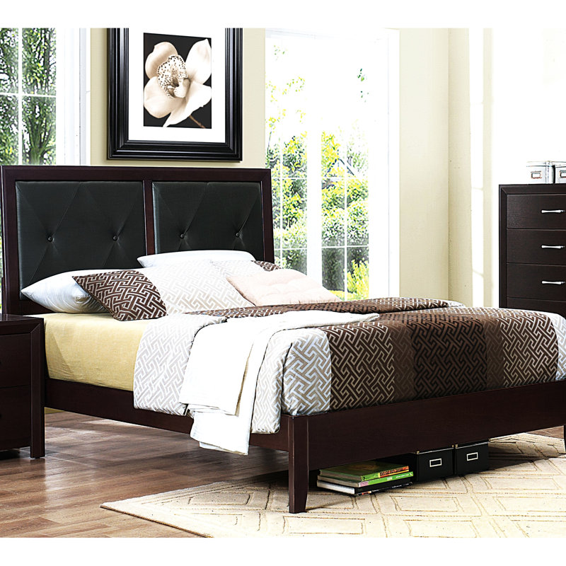 Mobilier de chambre à coucher contemporain, lit grand, lit tête de lit avec finition, tête de lit tapissier en similicuir,