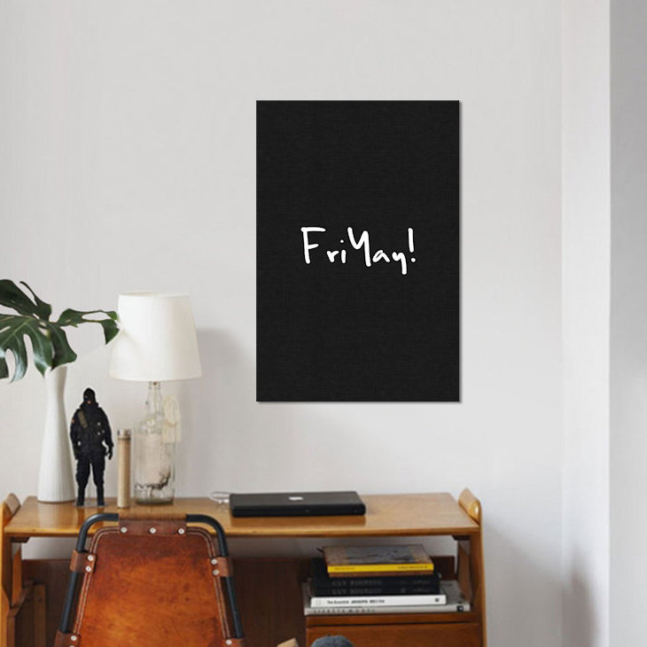 «Friyay! Art textuel sur toile, H 12 po x l 8 po x P 0,75 po, Toile tendue, Pas de tapis
