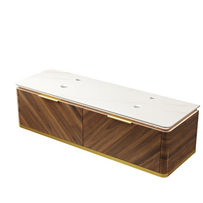 Dipa 60" Wall Mounted Bathroom Vanity Base with Sintered Stone Countertop & Drawer (Sink Not Included)