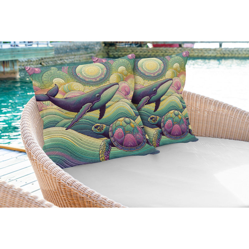 Coussin décoratif réversible en tissu, H 18 po x l 18 po, Carré