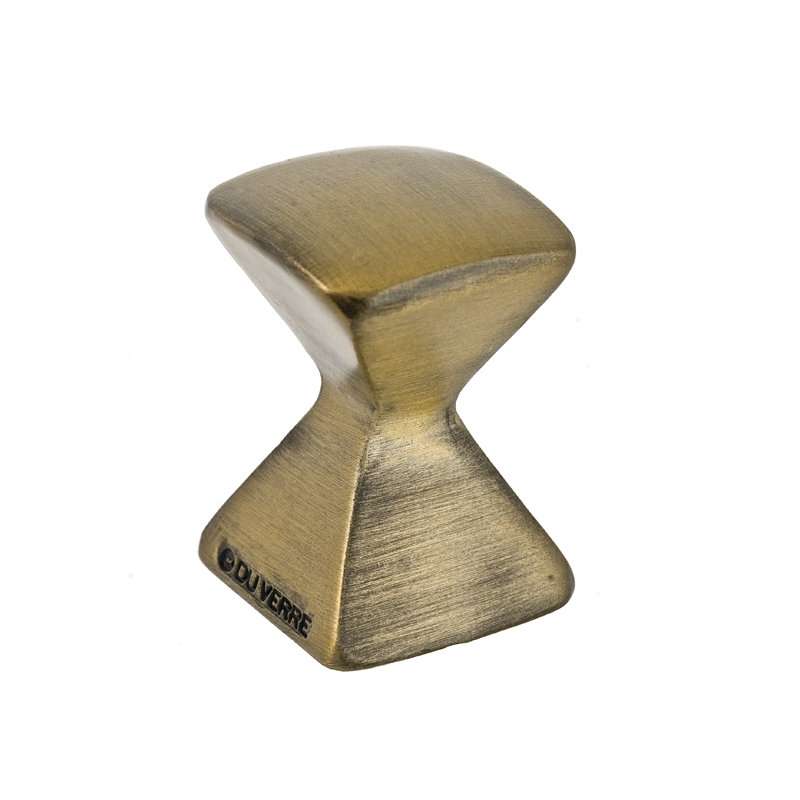 Forged 2 Square Knob, Antique Brass, 0.875" H x 0.875" W x 1.25" D