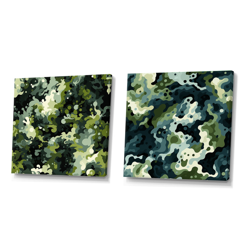 Corienne - Abstract Square Collage Set Of 2, 16" H x 33" W, Wrapped Canvas