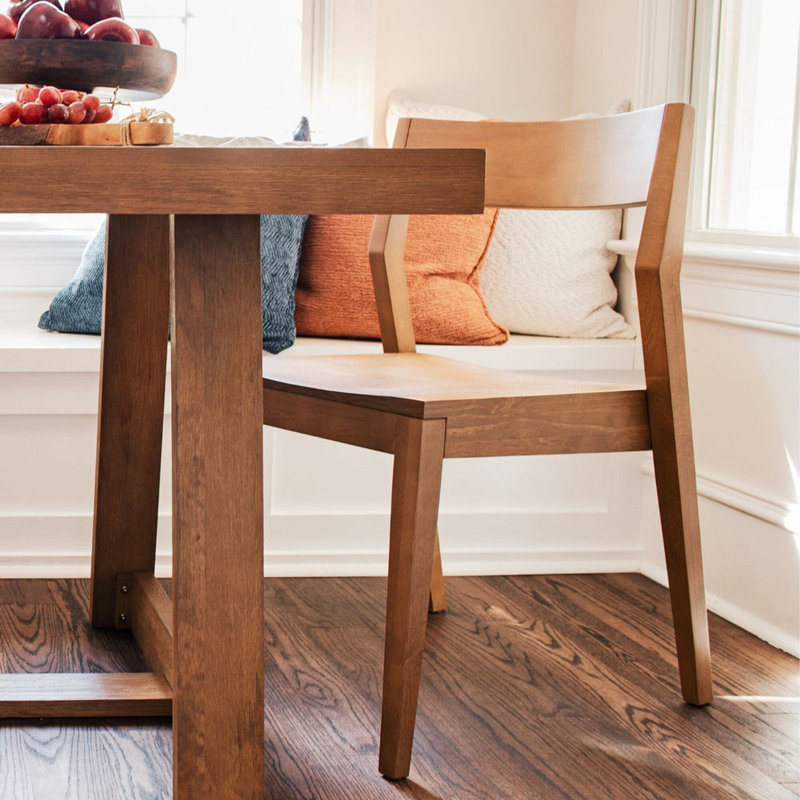 Linzy Solid Wood Modern Dining Chair, Pecan