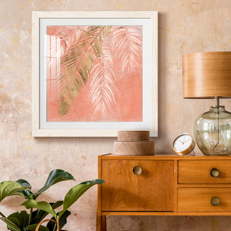 Golden Palms I-Premium, reproduction encadrée - prête à être accrochée, H 17 po x l 17 po x P 1 po, Cadre blanc