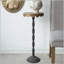 Table d'appoint D12x29,5 en fer noir avec plateau en bois brun festonné, polyvalente et élégante-2071538837