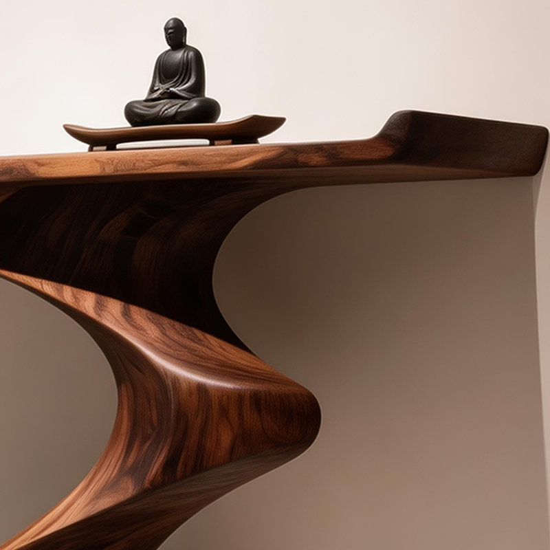Console de style chinois rétro simple brun, 33.5" H x 47.2" W x 15" D