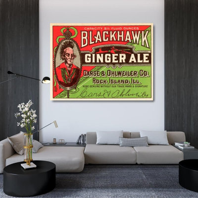 Art sur toile Alcott Hill® Vintage Booze Labels, «Blackhawk Ginger Ale»