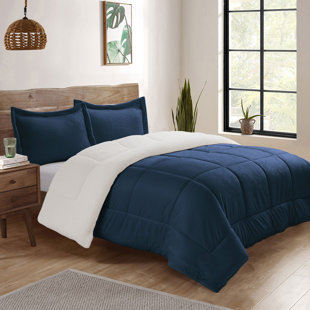WestPoint Home Martex Reversible Comforter Set 2-Piece Navy/Ceil Blue Twin  Comforter Set