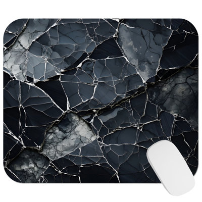 Abstract Black Geode Symphony VIII Crystals Geode Modern Gaming Cute Office Laptop Desk Pad Gift Mat Square Rectangle Non-Slip Mousepad